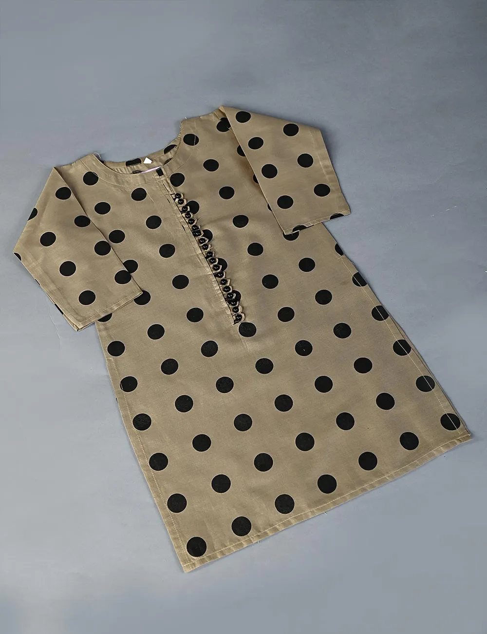 KOS-07-Khaki - Kids Stitched Kurti