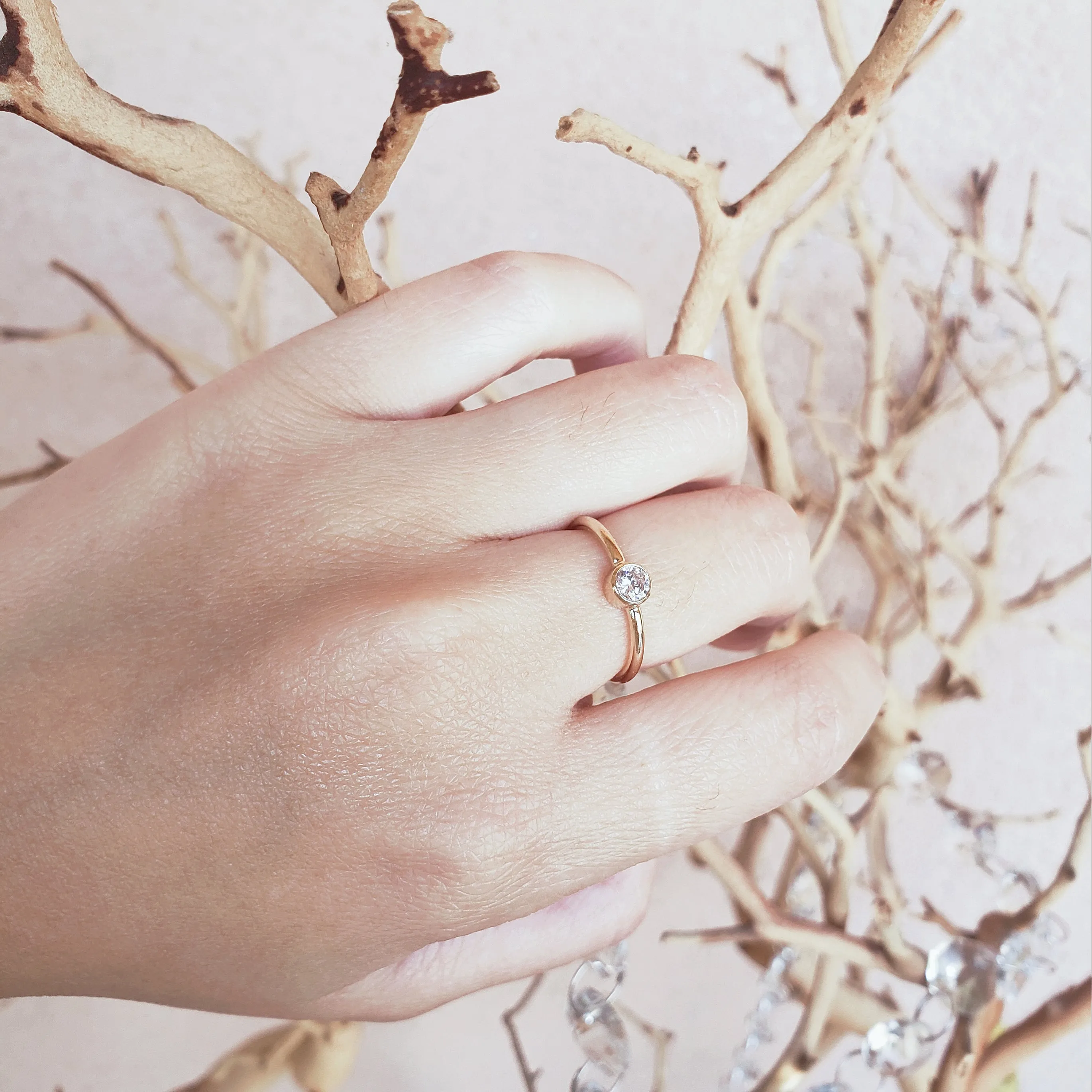 Large Bezel Ring  | White