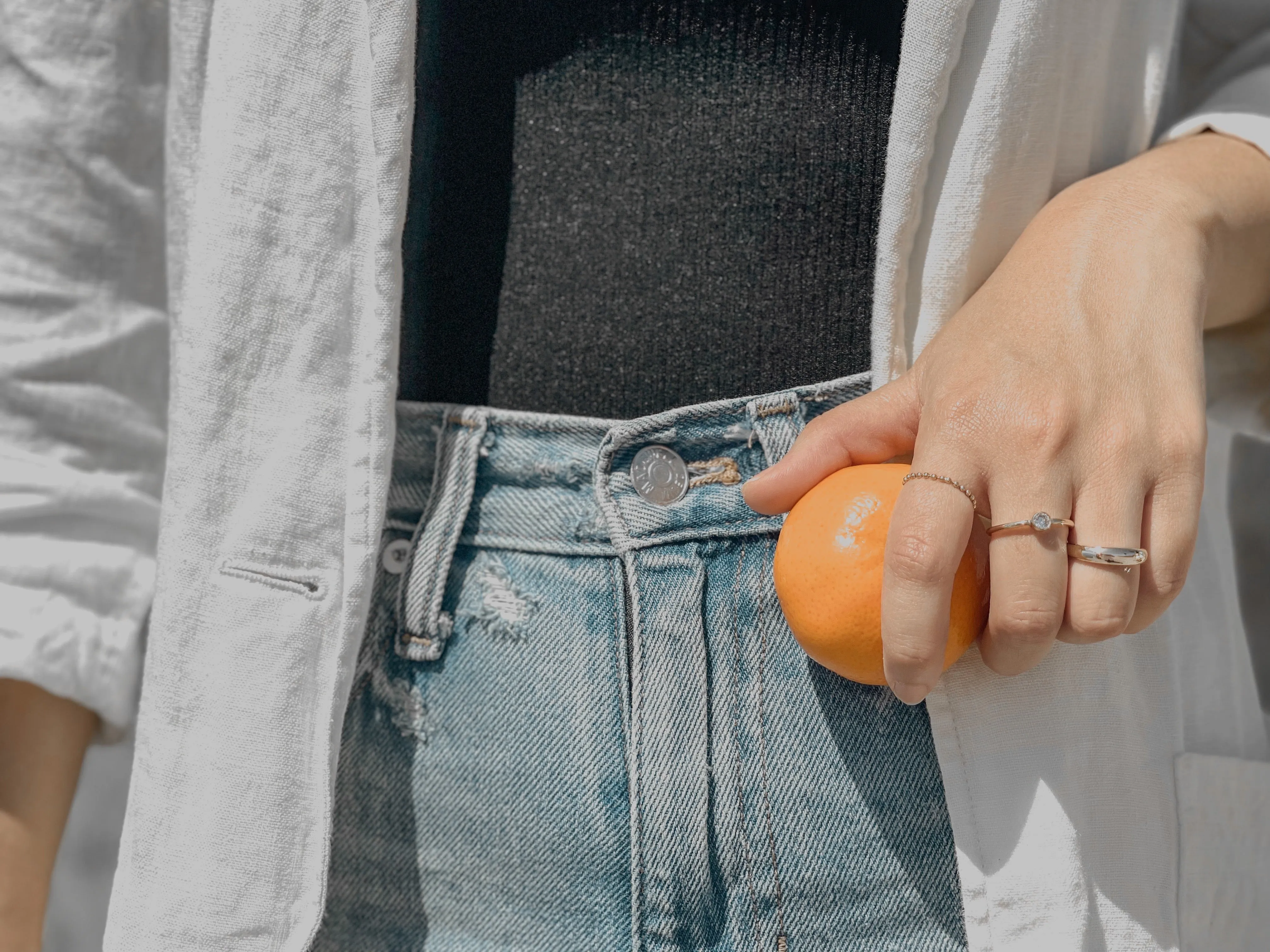 Large Bezel Ring  | White