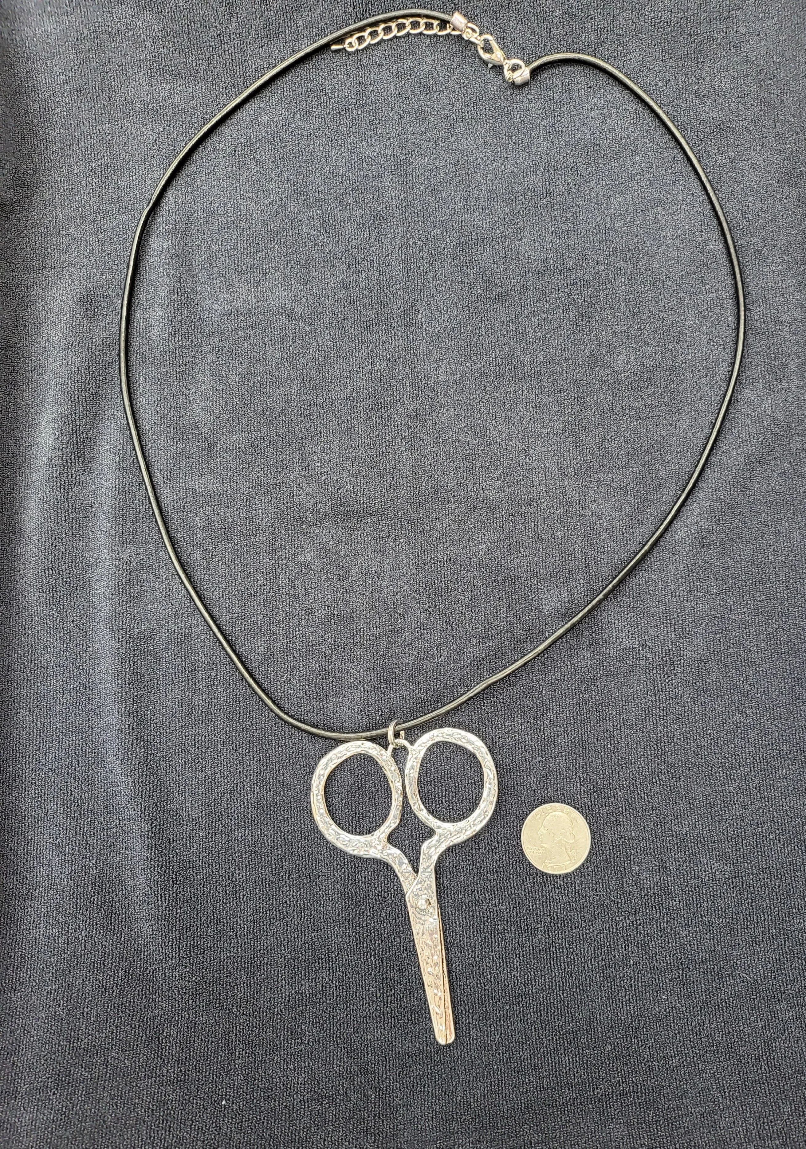 Large Textured Scissor Necklace