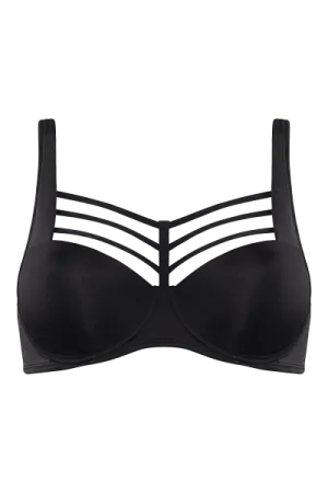 Leading Strings Plunge Balcony Wired Padded Bra - Black -