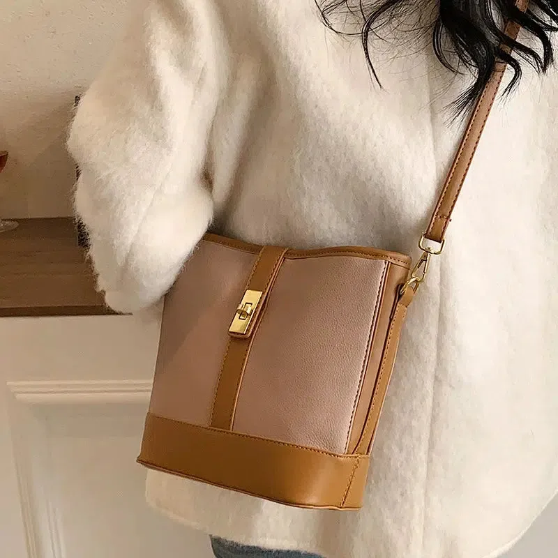 Leather Bucket Shaped Bag