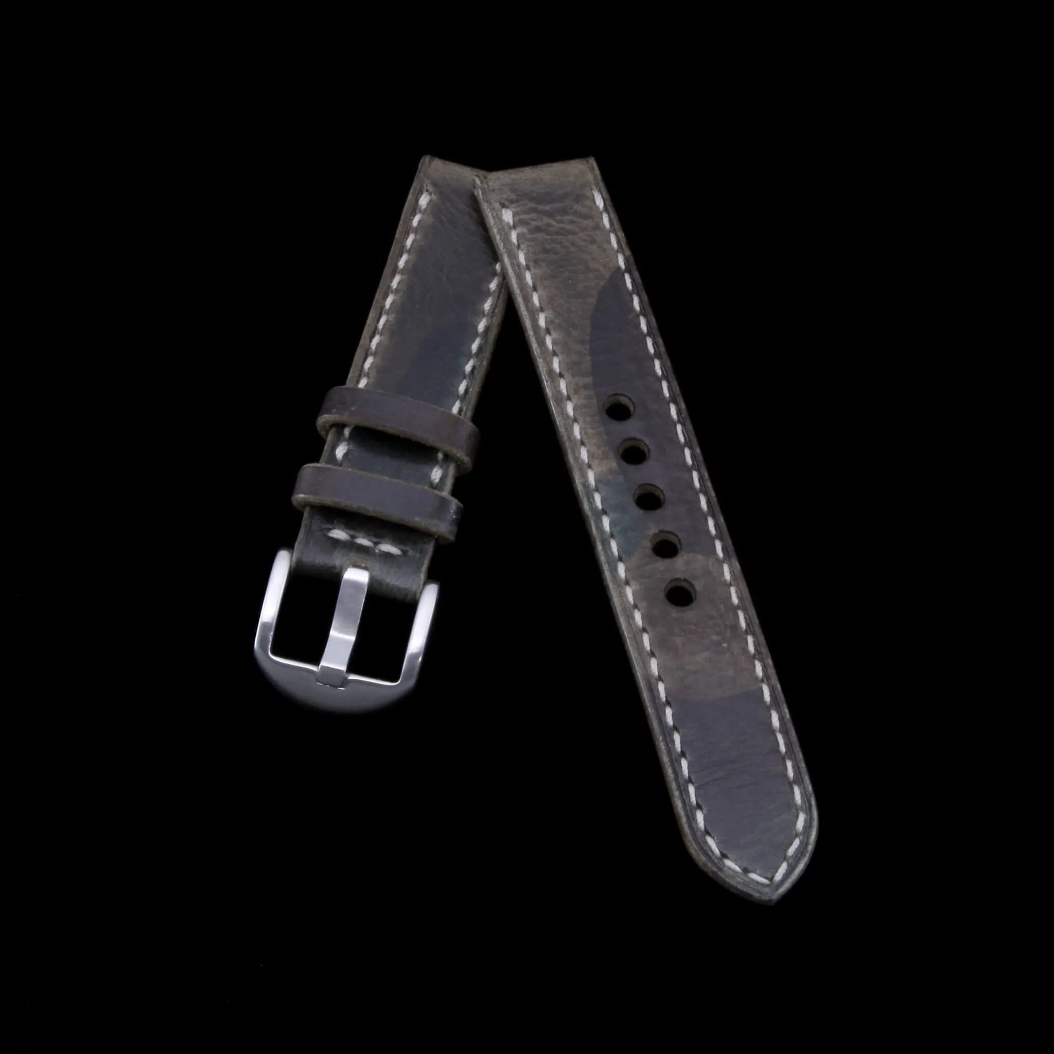 Leather Watch Strap, Military 107  | Full Stitch