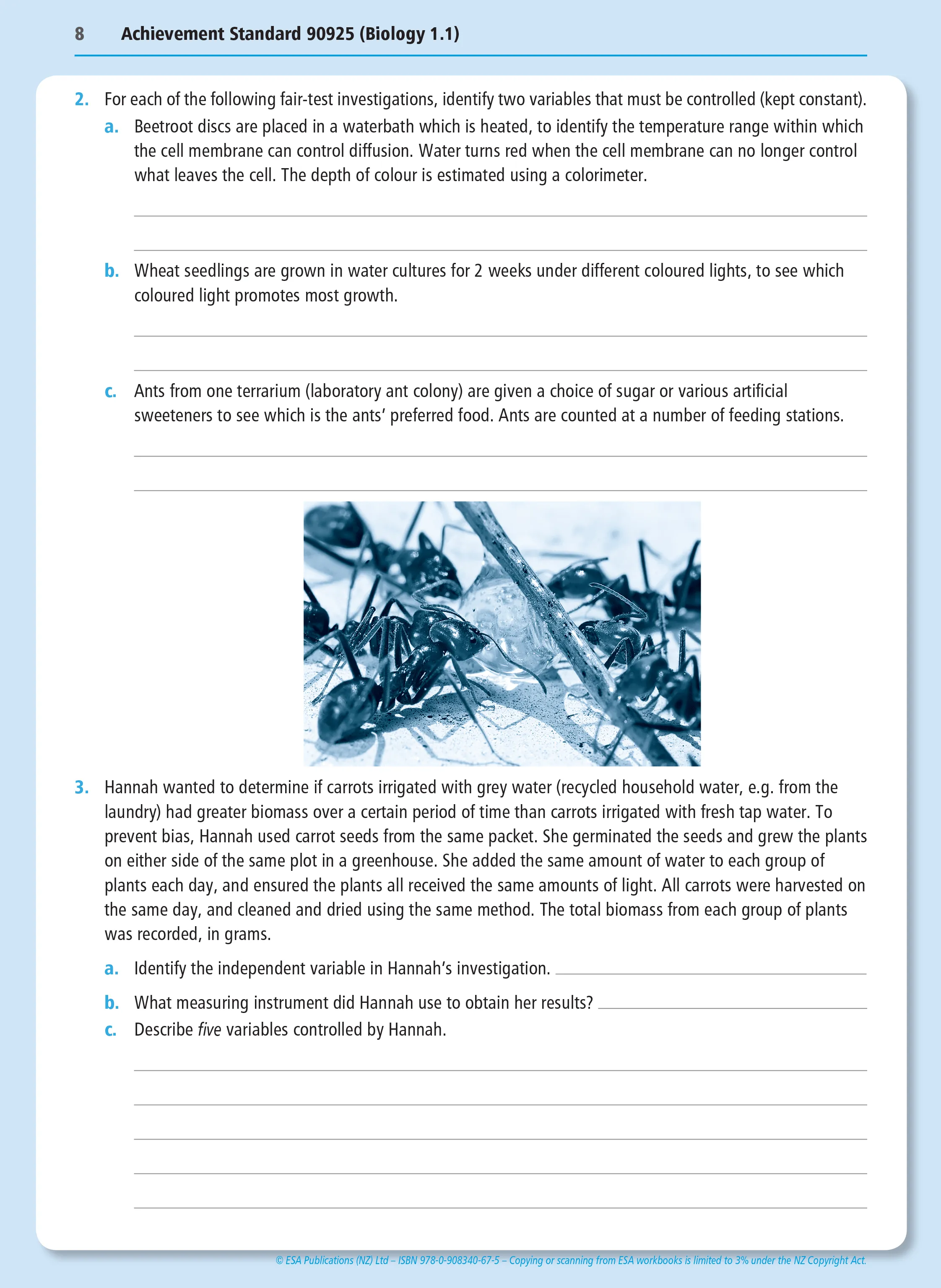 Level 1 Practical Biology Investigation 1.1 Learning Workbook