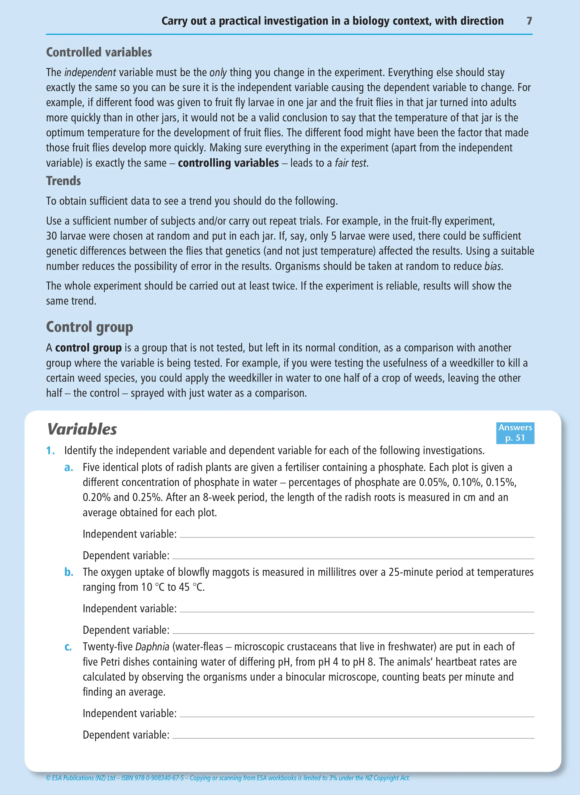 Level 1 Practical Biology Investigation 1.1 Learning Workbook