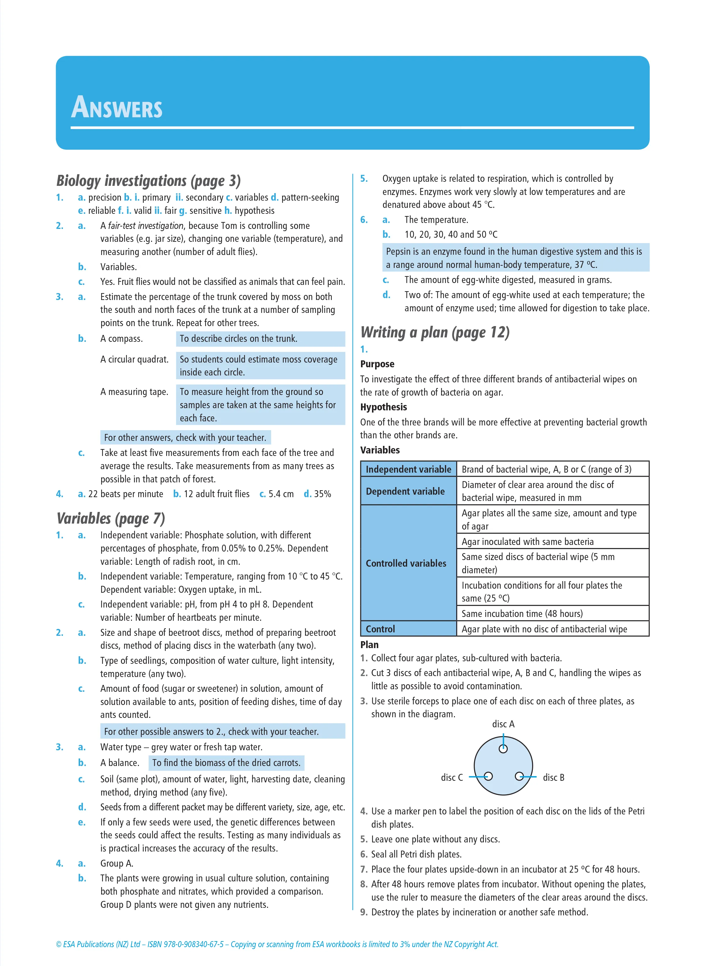 Level 1 Practical Biology Investigation 1.1 Learning Workbook