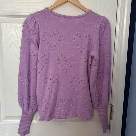 Lilly Pulitzer Kippa Heart Textured Sweater in Purple Iris Size Small