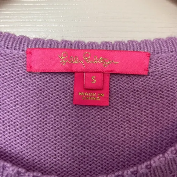 Lilly Pulitzer Kippa Heart Textured Sweater in Purple Iris Size Small