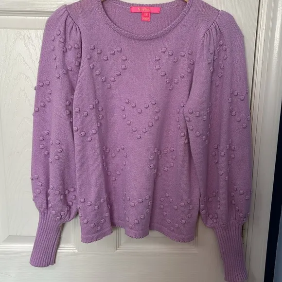 Lilly Pulitzer Kippa Heart Textured Sweater in Purple Iris Size Small