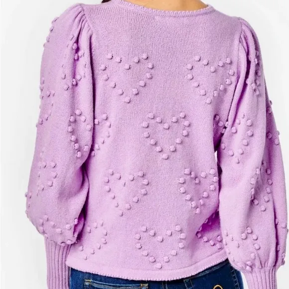 Lilly Pulitzer Kippa Heart Textured Sweater in Purple Iris Size Small