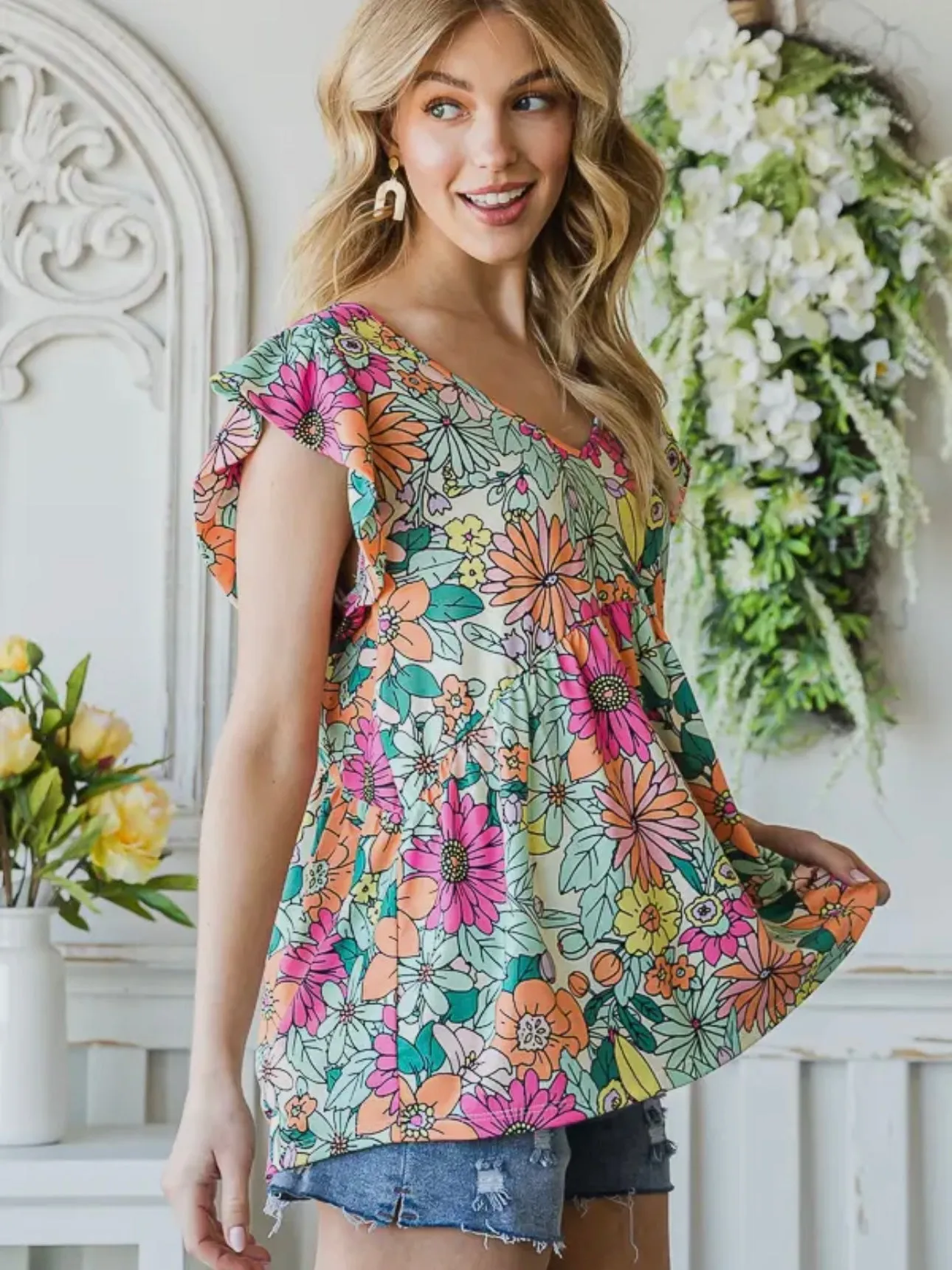 Live Fully Floral Top: Multi