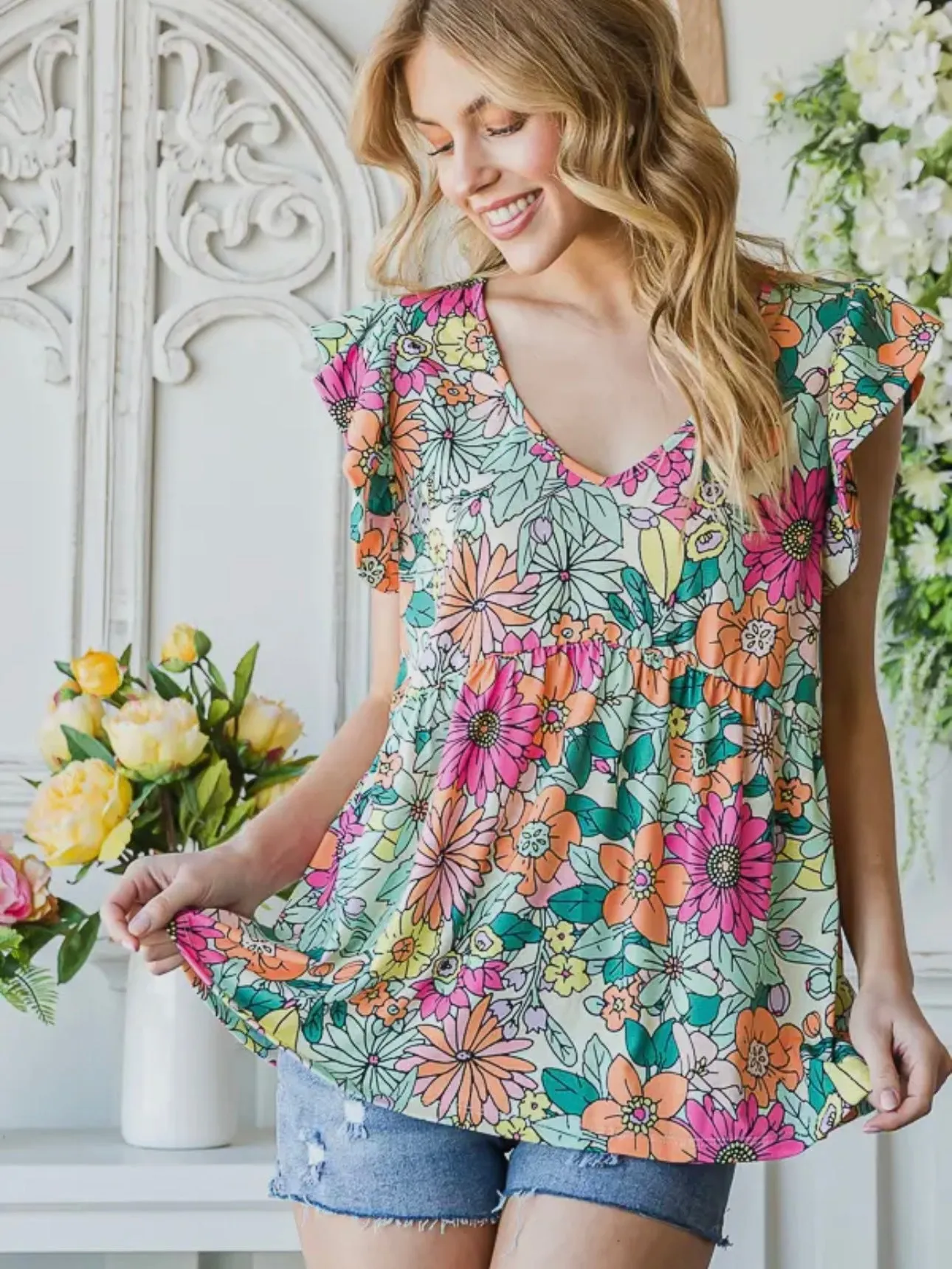 Live Fully Floral Top: Multi
