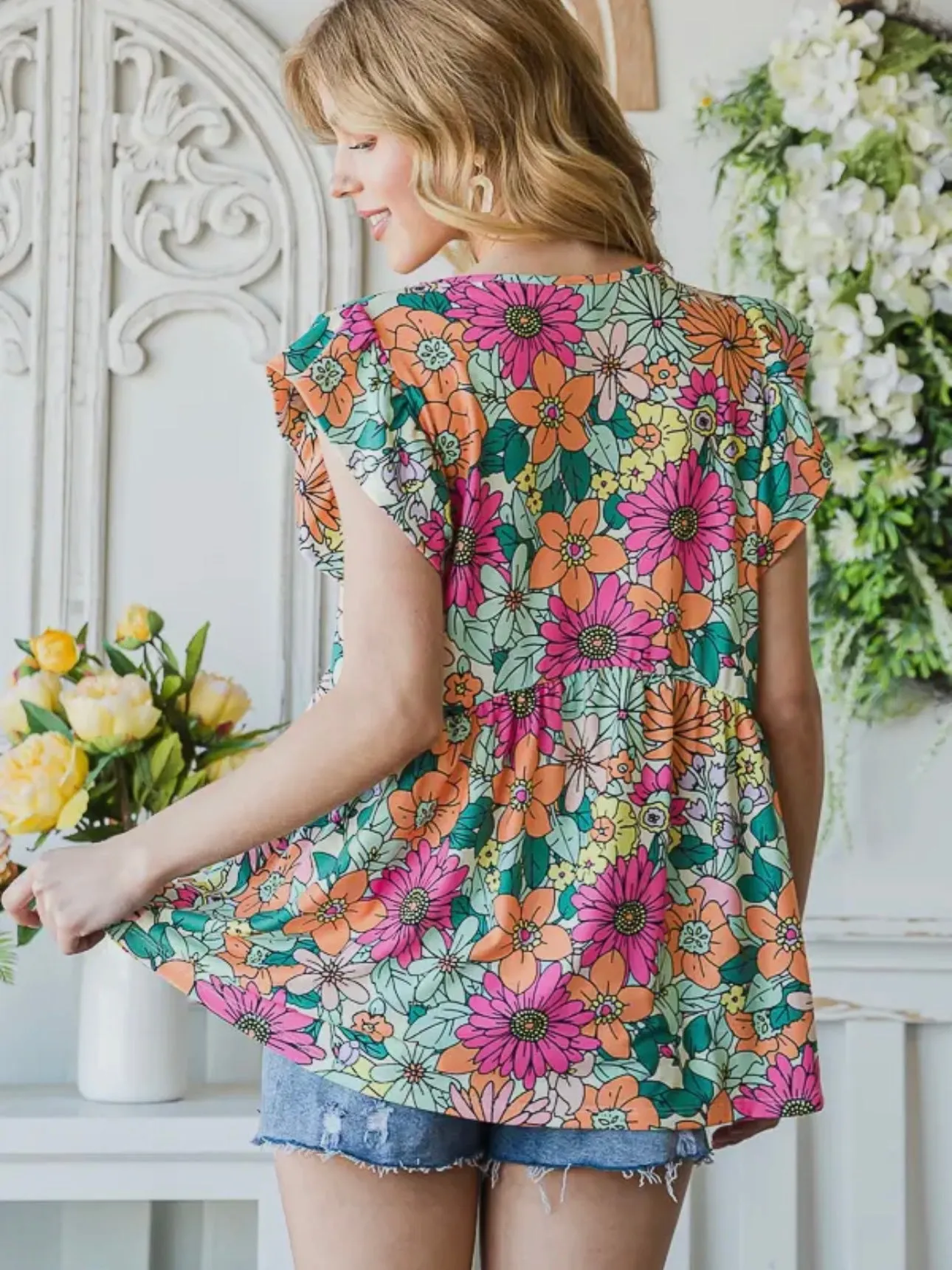 Live Fully Floral Top: Multi
