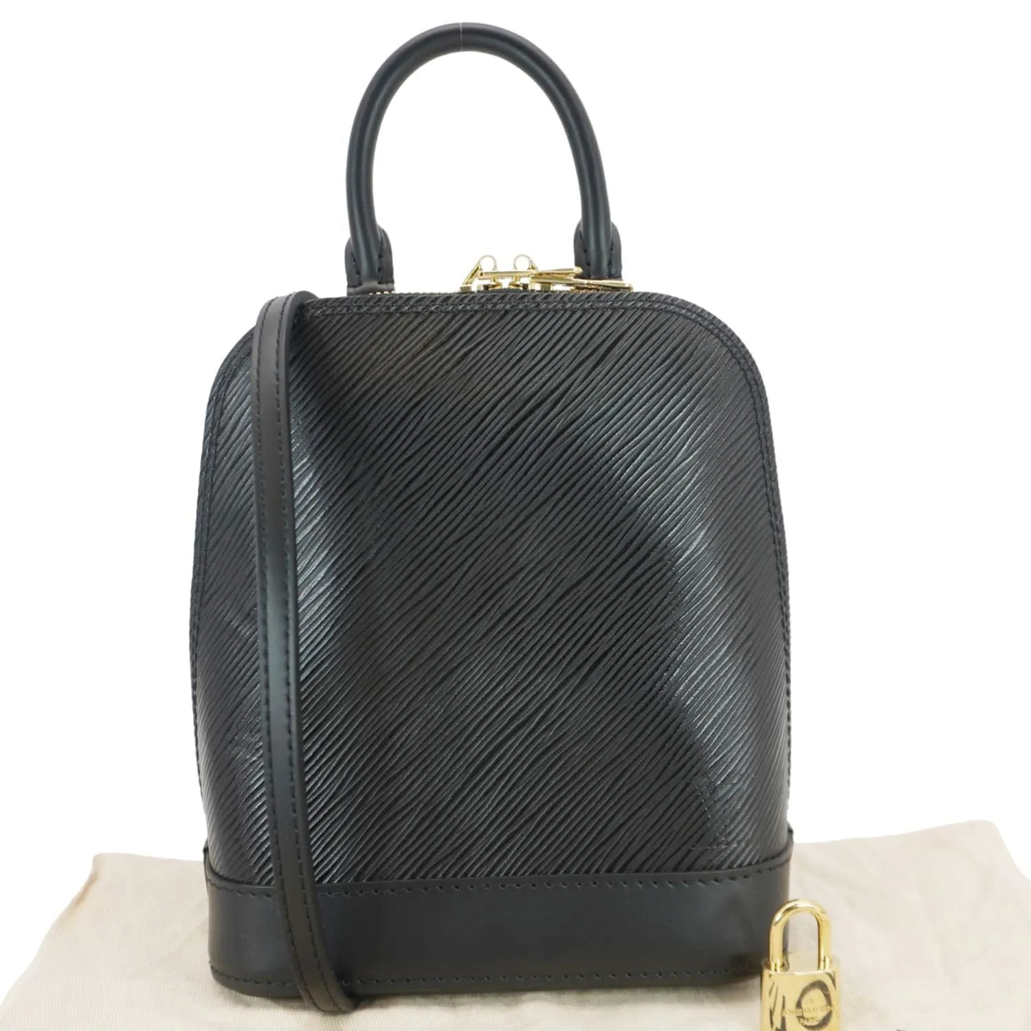 LOUIS VUITTON Alma Epi Leather Backpack Black