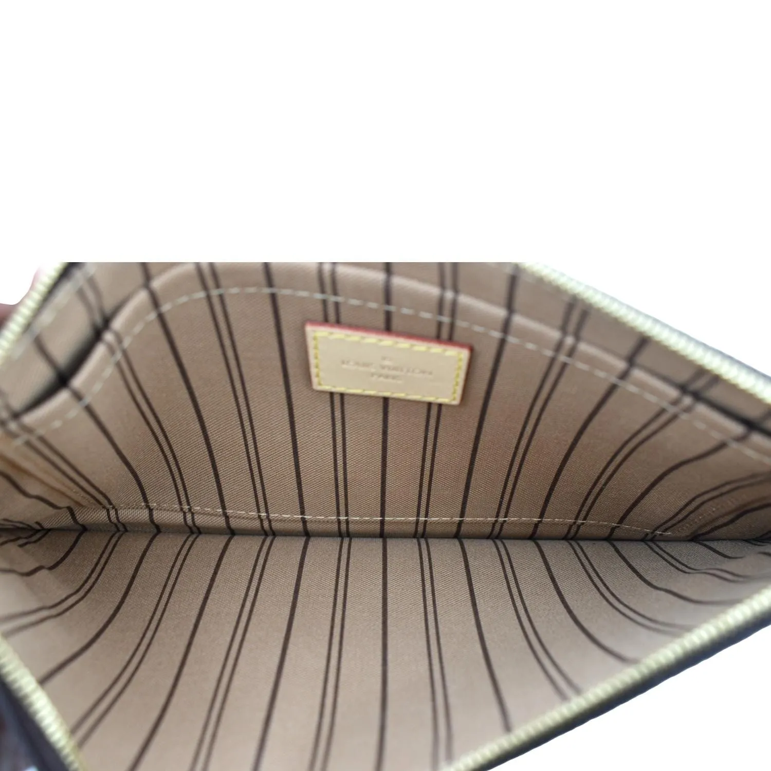 LOUIS VUITTON  Neverfull Monogram Canvas Pochette Wristlet Pouch Brown