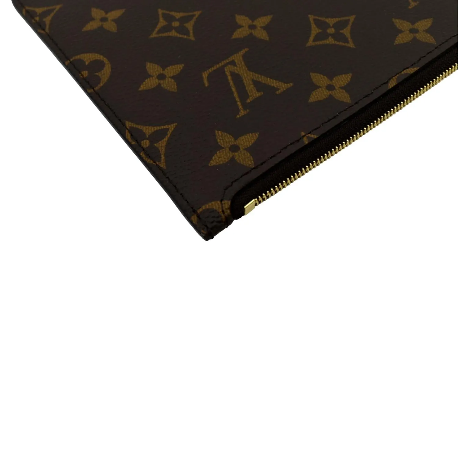 LOUIS VUITTON  Neverfull Monogram Canvas Pochette Wristlet Pouch Brown