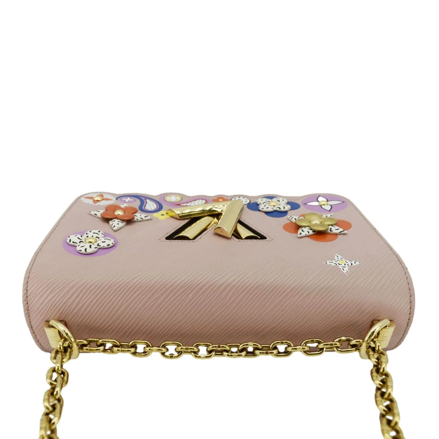 LOUIS VUITTON Twist MM Bloom Flower Epi Leather Chain Shoulder Bag Pink