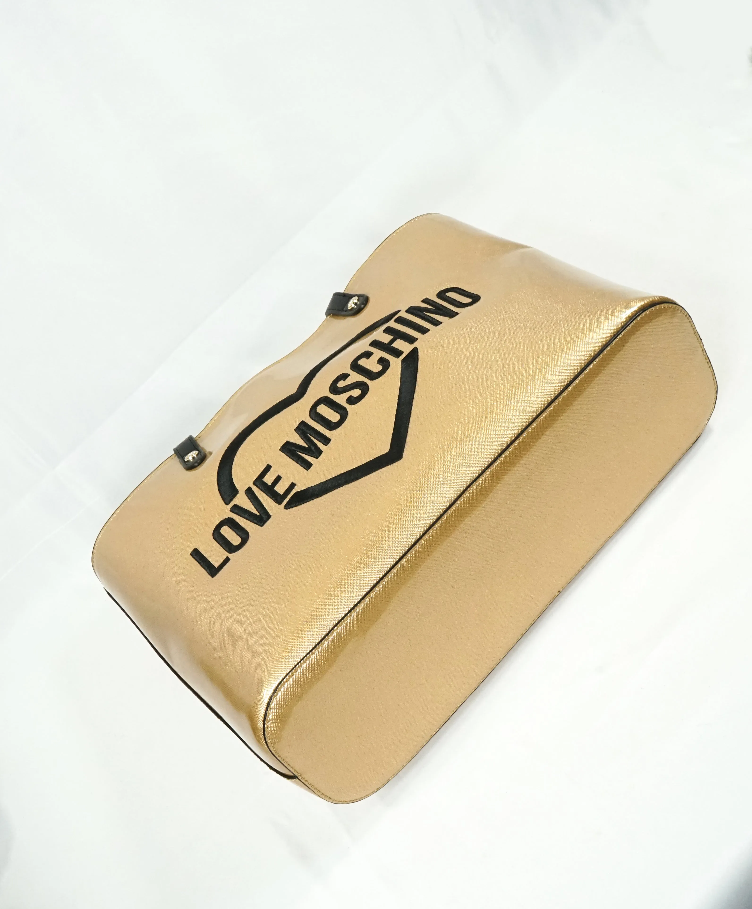 LOVE MOSCHINO - Metallic “Love Moschino” Gold Textured Logo Bag -