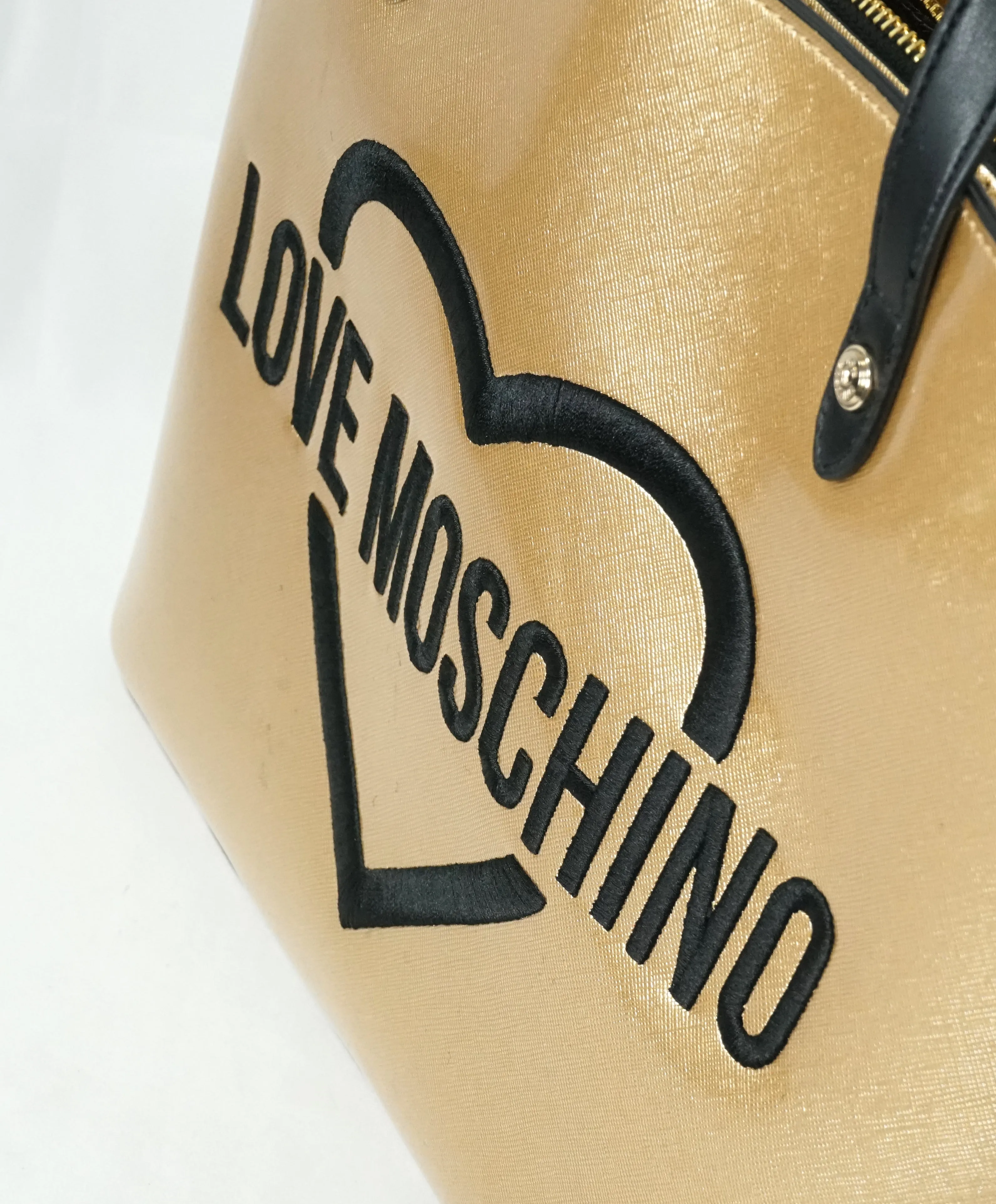LOVE MOSCHINO - Metallic “Love Moschino” Gold Textured Logo Bag -