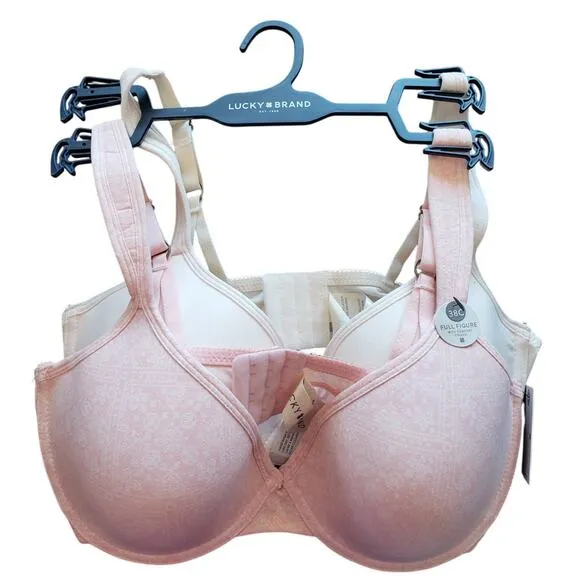 Lucky Brand NWT Full Figure Underwire Bras 2 pack comfort Straps 38C