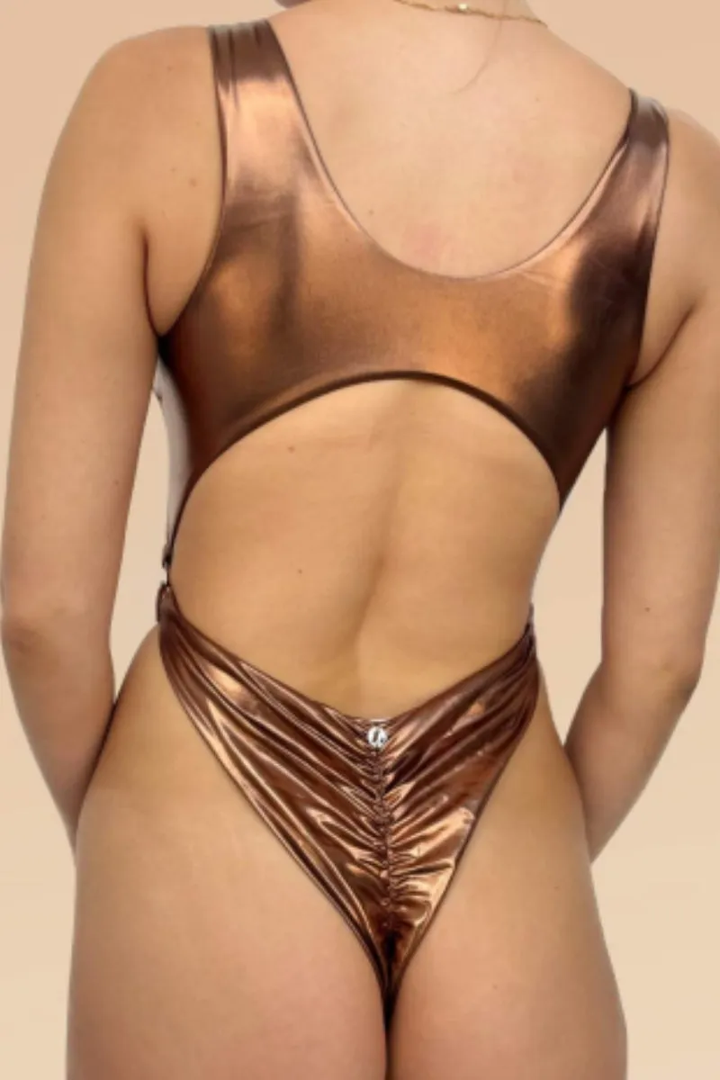 Lunalae Kenzie High Cut Bodysuit - Bronze