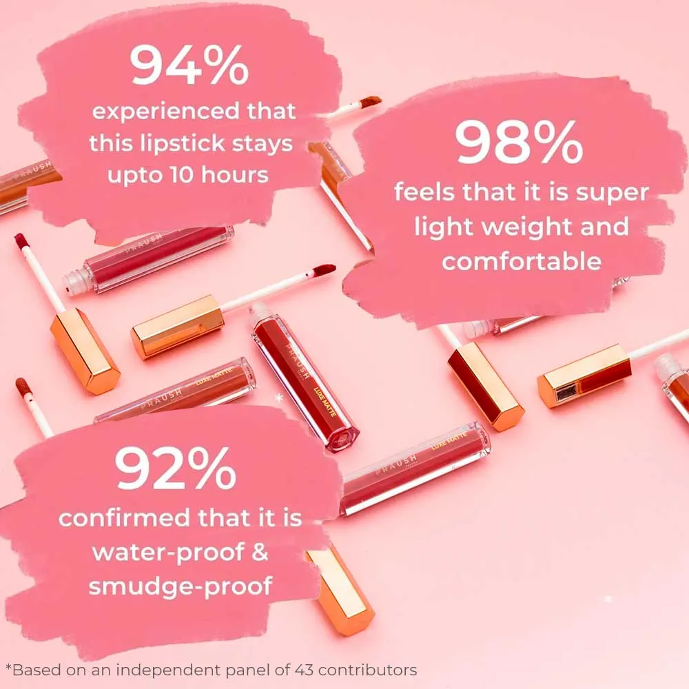Luxe Matte Liquid Lipstick | Lightweight & Comfortable | Super Hydrating | 10 Hrs Long Lasting