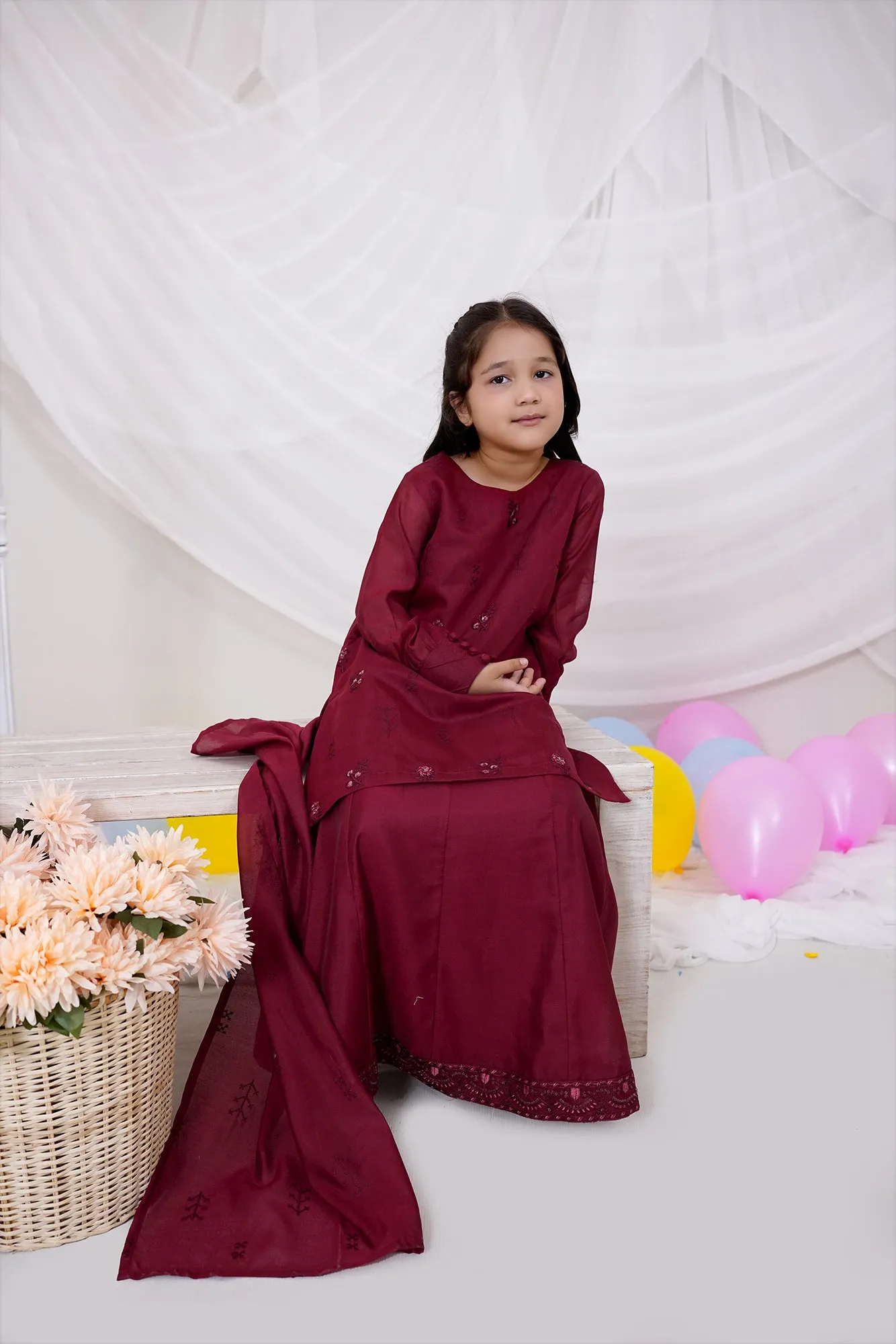 Machine Embroidered Stitched 3-piece