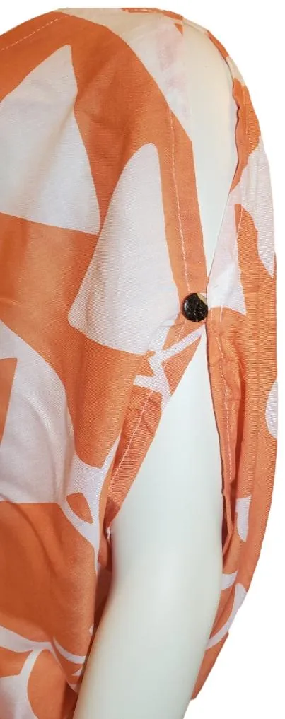 Makena Poncho with coconut buttons - Hawaiian HIbiscus - Orange