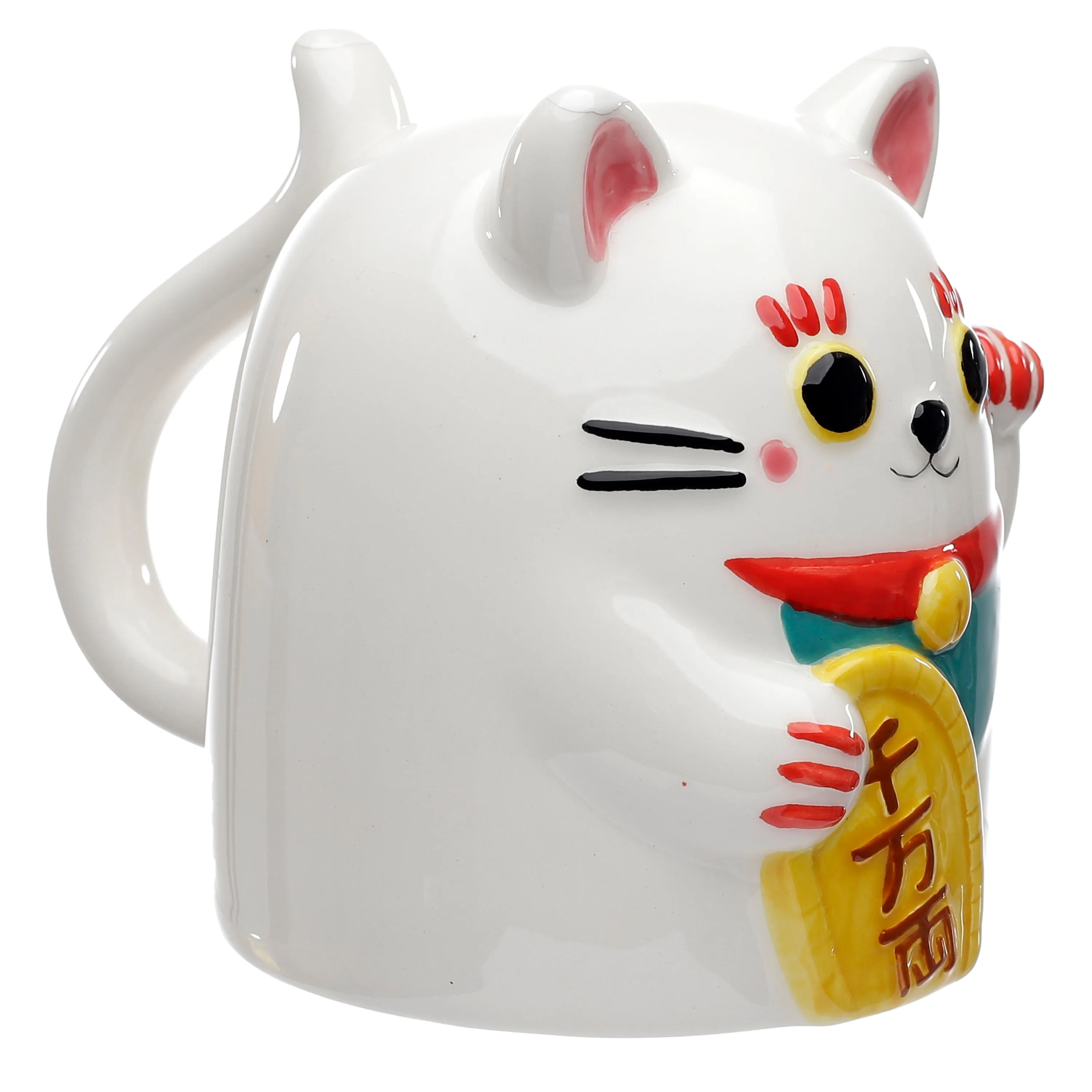 Maneki Neko Lucky Cat Upside Down Ceramic Shaped Mug