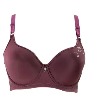 Maroon Fancy Soft Padded Flourish Bra - Single Padded Underwired Bra - FL770