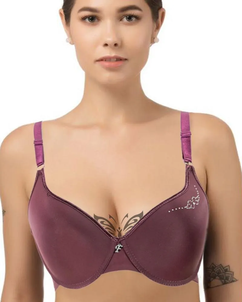 Maroon Fancy Soft Padded Flourish Bra - Single Padded Underwired Bra - FL913