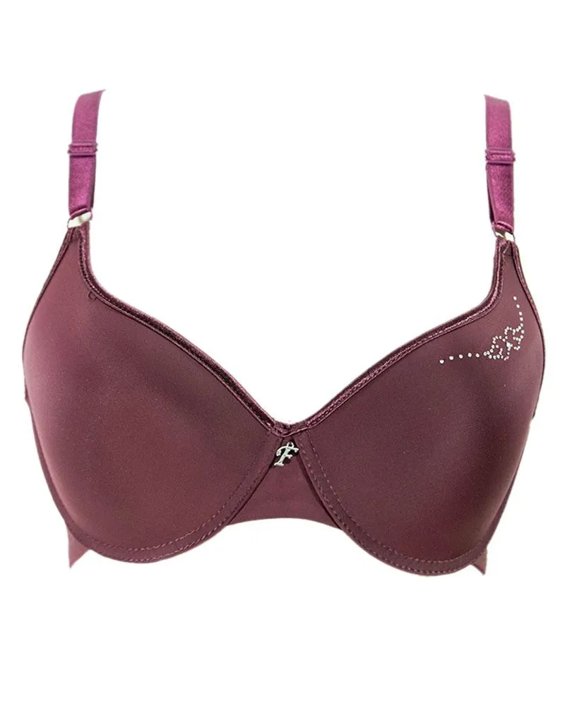 Maroon Fancy Soft Padded Flourish Bra - Single Padded Underwired Bra - FL913