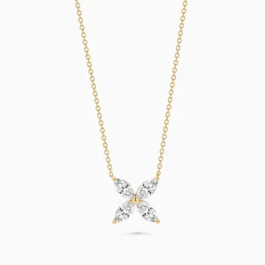 Marquise Diamond Cluster Necklace 18K Yellow Gold and Diamonds (1.98 tw. ct)