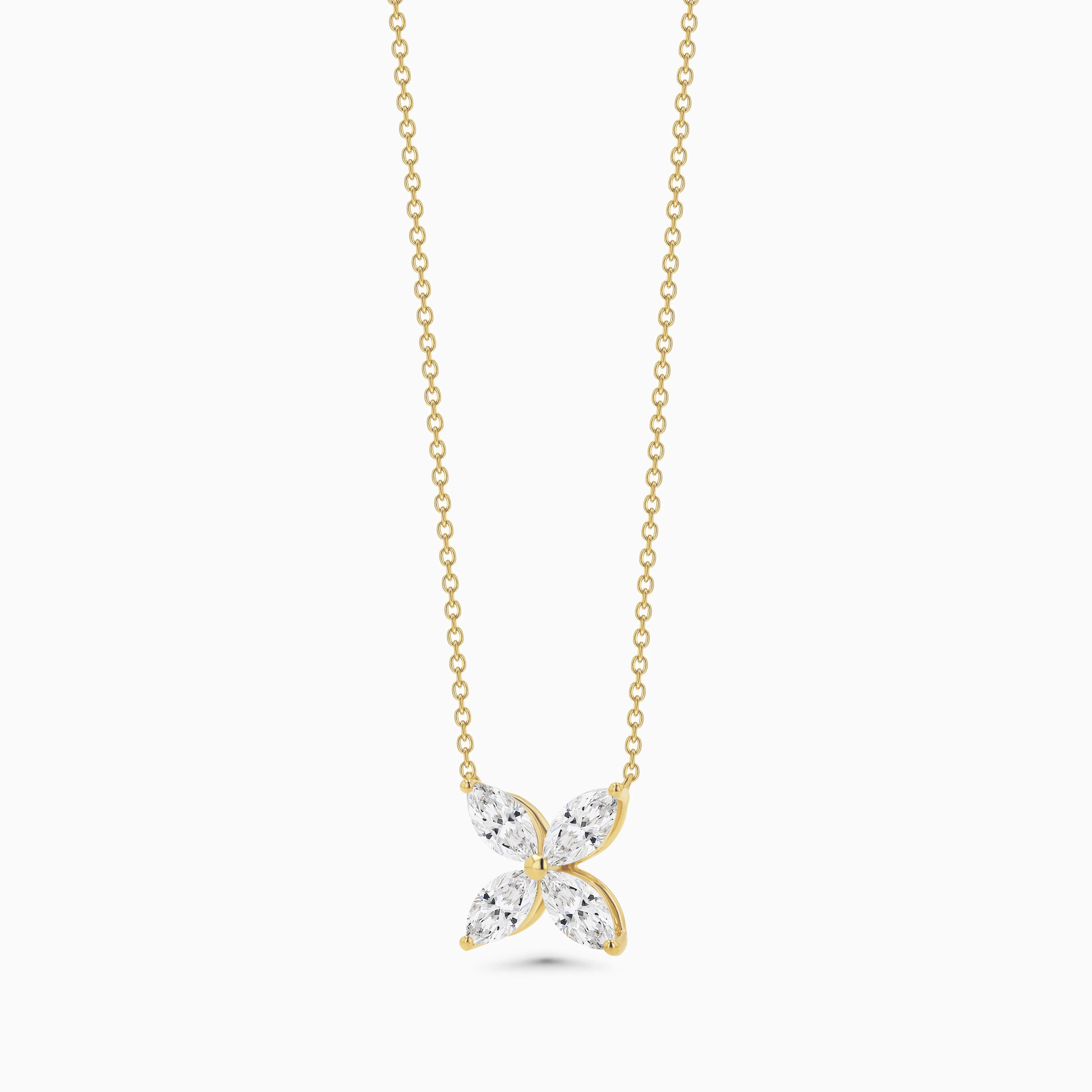 Marquise Diamond Cluster Necklace 18K Yellow Gold and Diamonds (1.98 tw. ct)