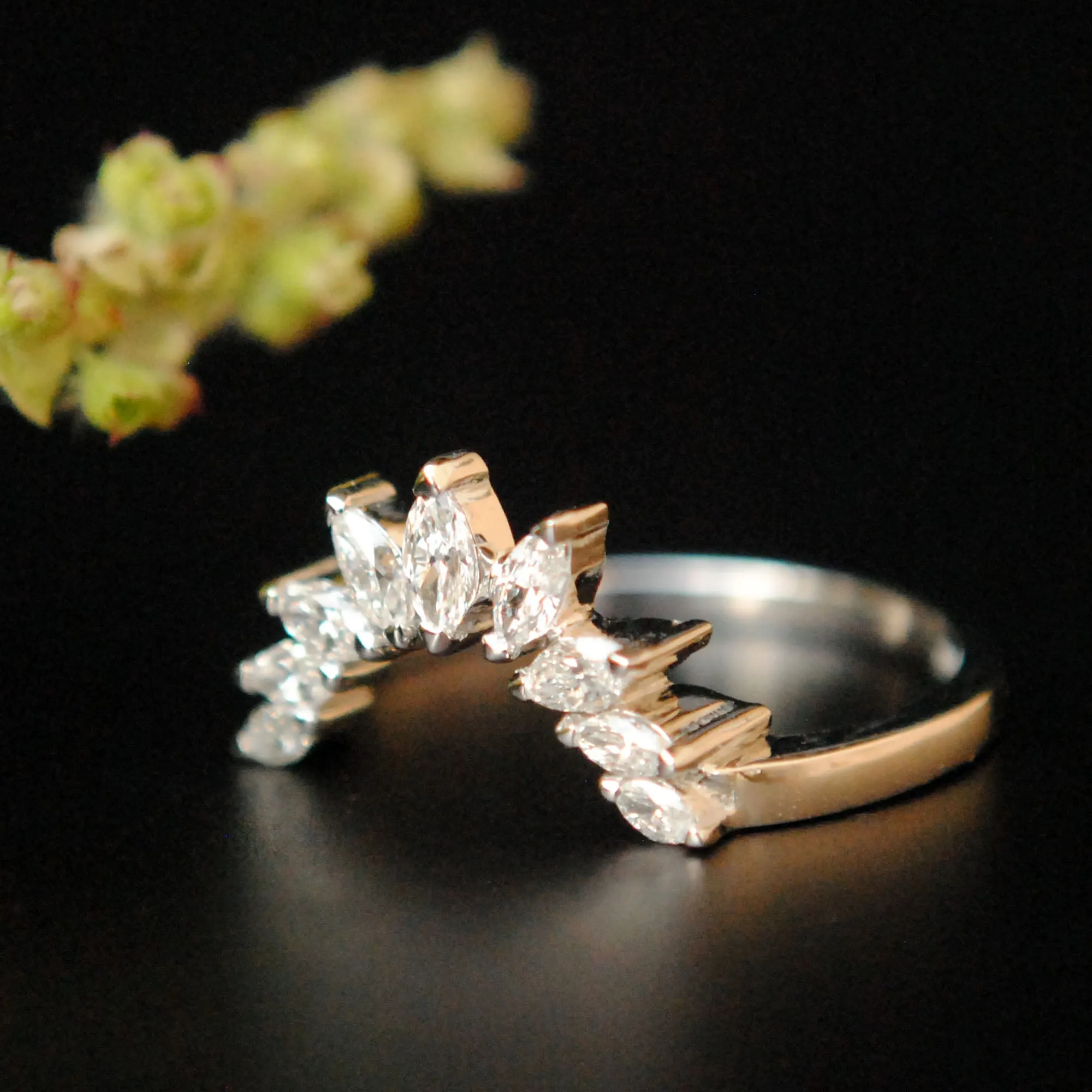 Marquise Diamond Curved Stack Ring