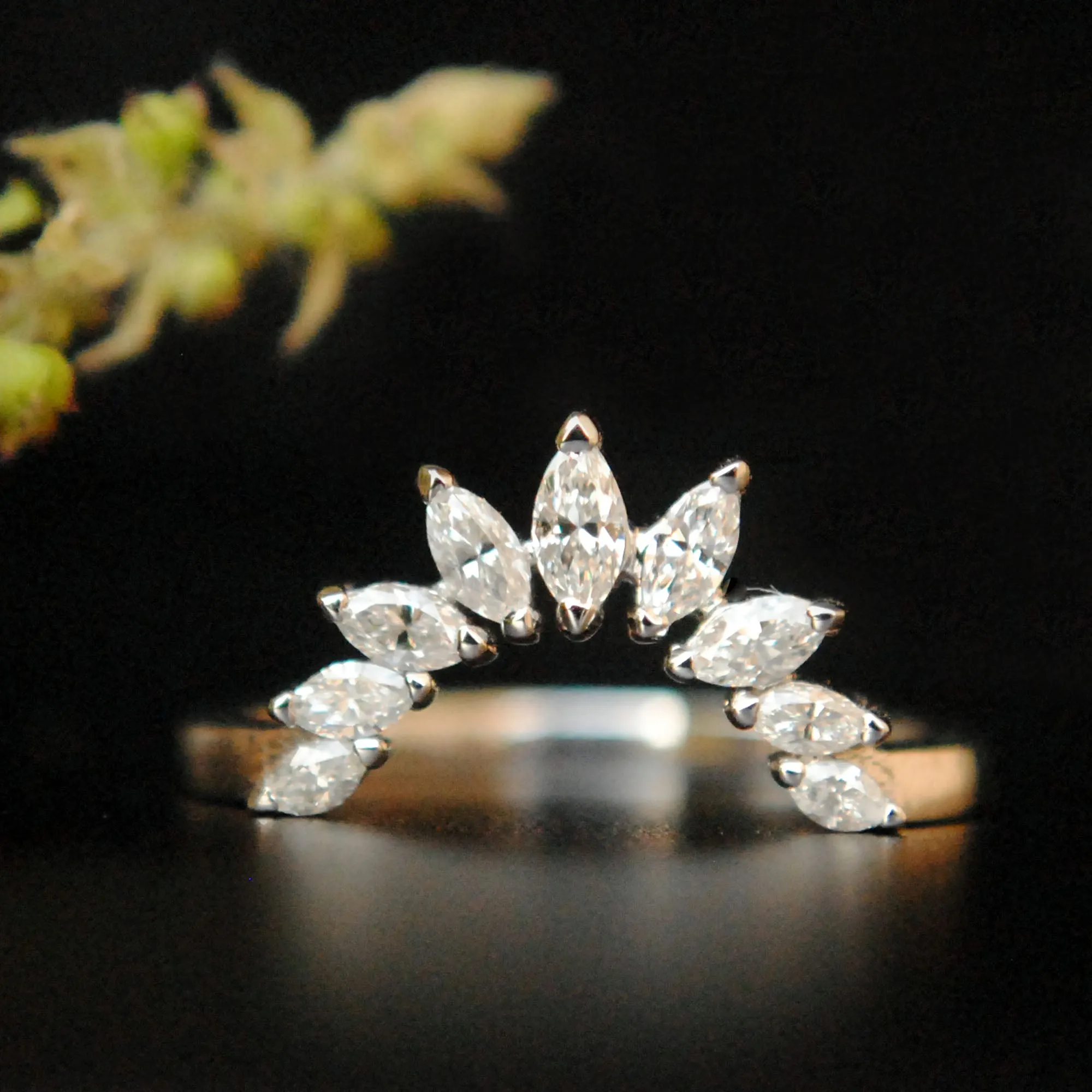 Marquise Diamond Curved Stack Ring