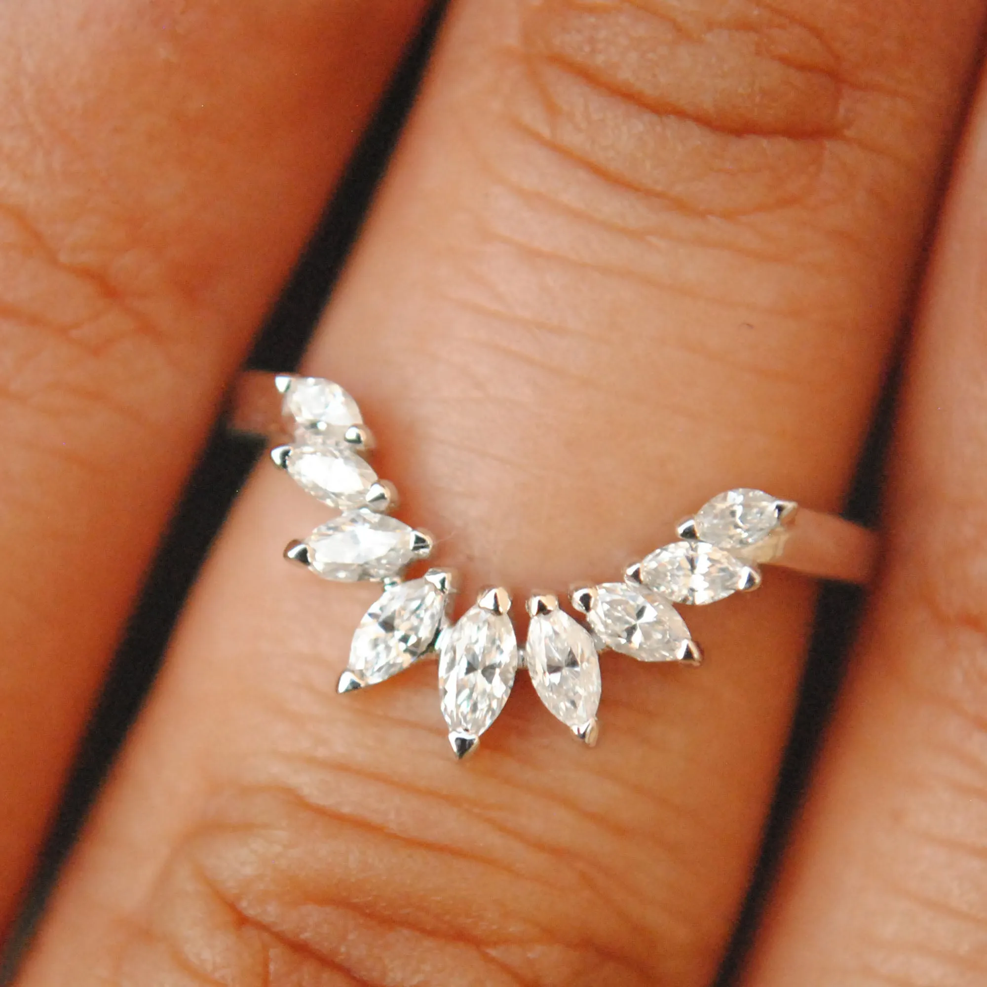 Marquise Diamond Curved Stack Ring
