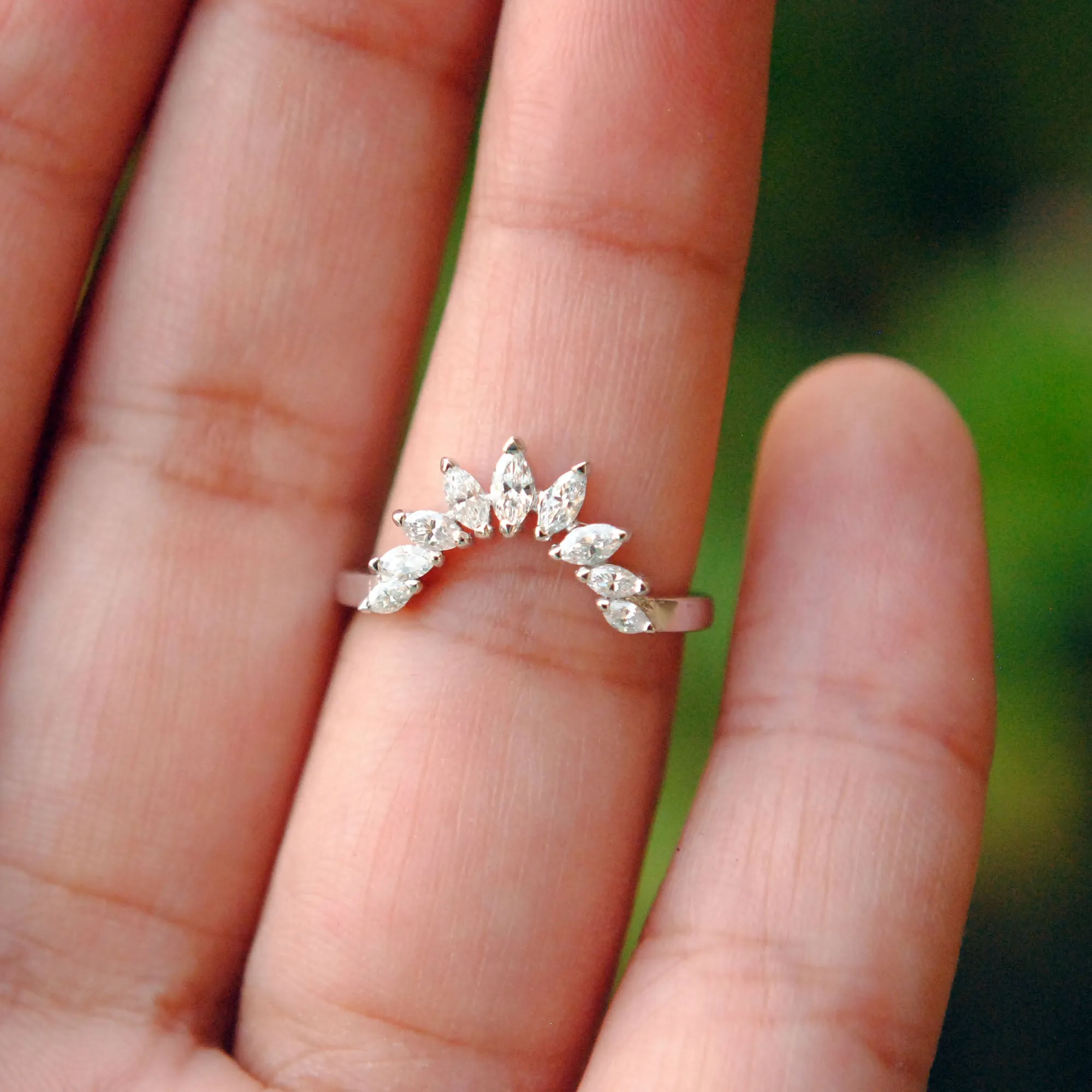 Marquise Diamond Curved Stack Ring