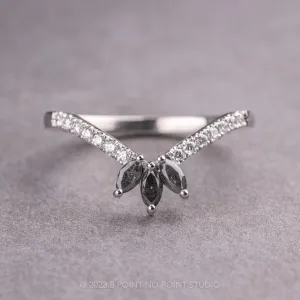 Marquise Diamond Wedding Band, Small Cleo Setting, 14K White Gold