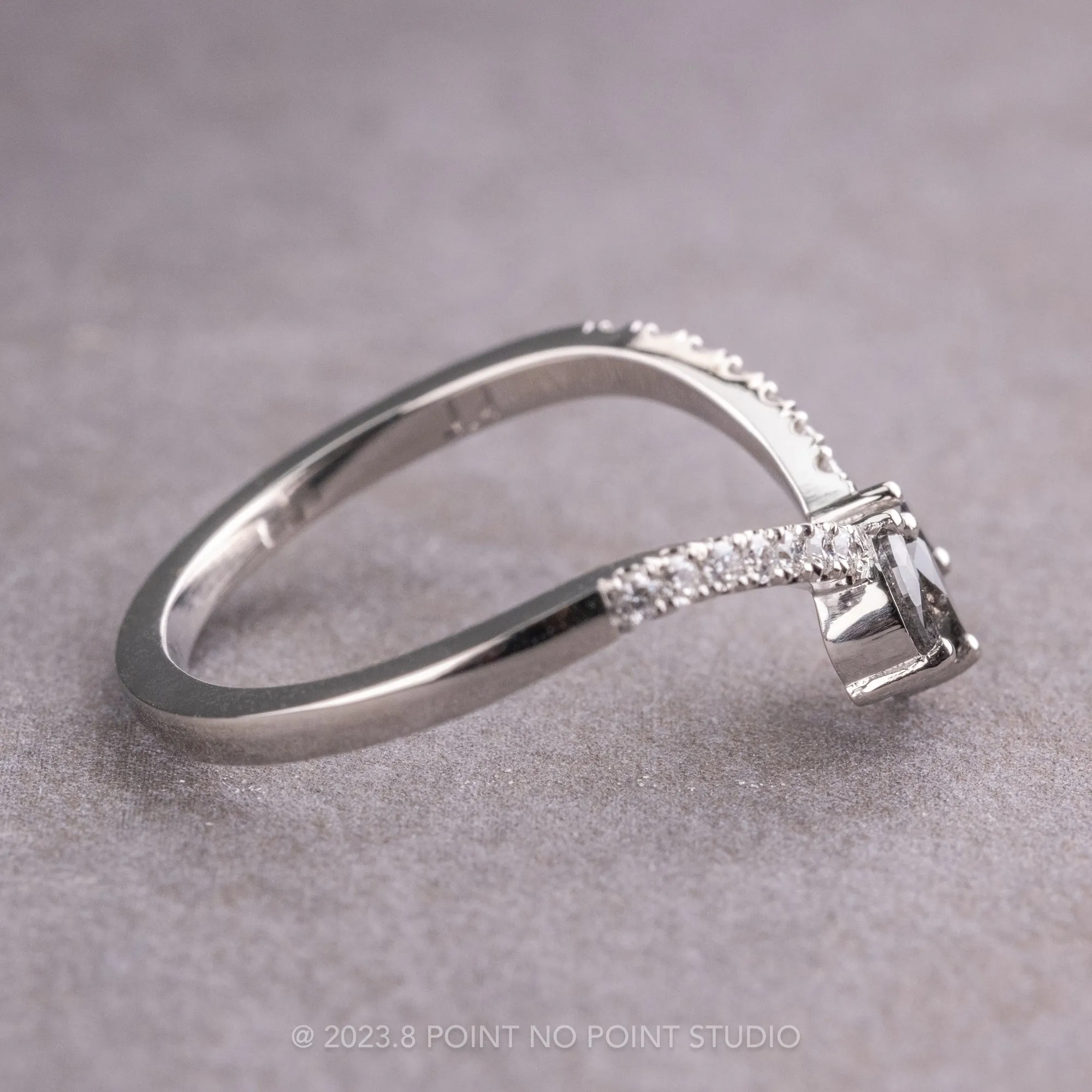 Marquise Diamond Wedding Band, Small Cleo Setting, 14K White Gold