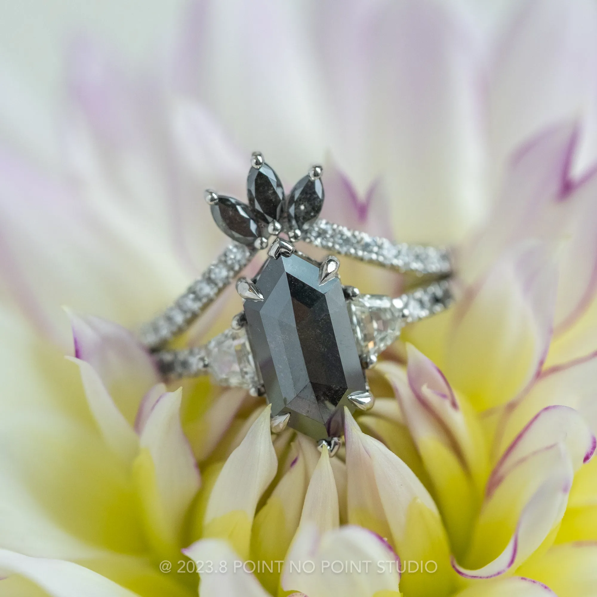 Marquise Diamond Wedding Band, Small Cleo Setting, 14K White Gold