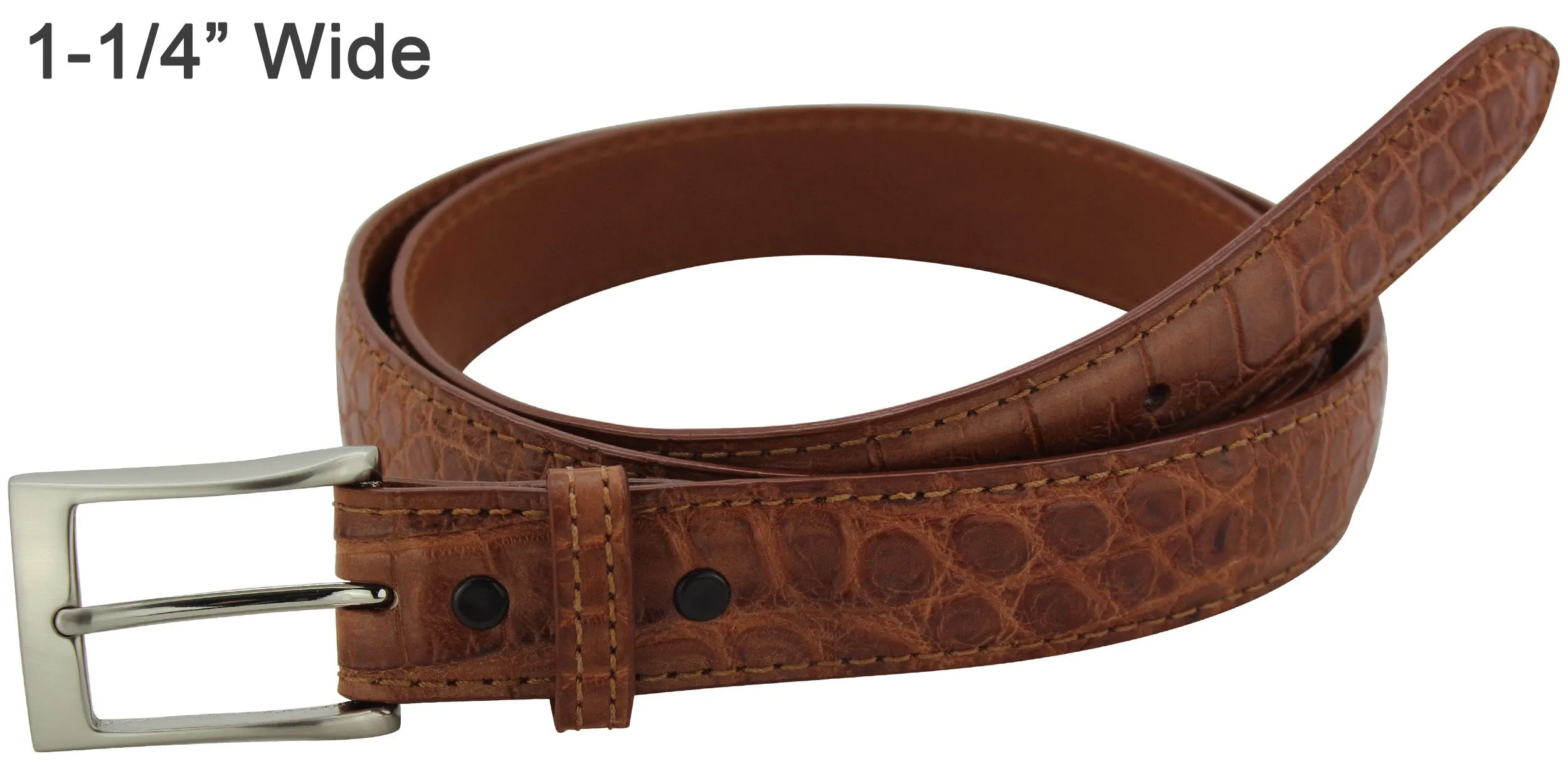Men's Cognac American Alligator Designer Full Grain Leather Belt **Made To Order Allow 5 To 6 Weeks To Ship