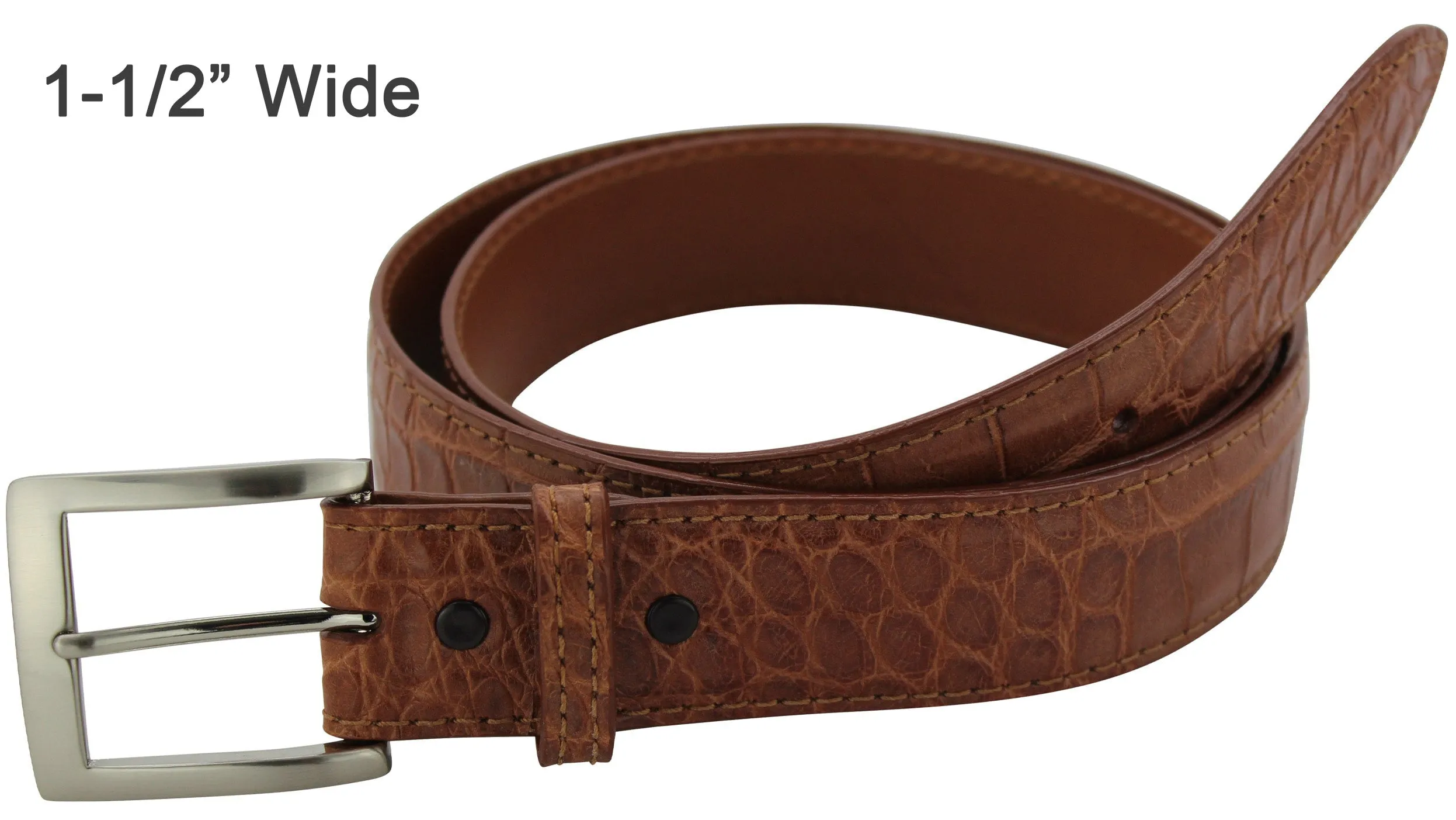 Men's Cognac American Alligator Designer Full Grain Leather Belt **Made To Order Allow 5 To 6 Weeks To Ship