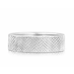 Men's White Gold Cross Hatched Wedding Band