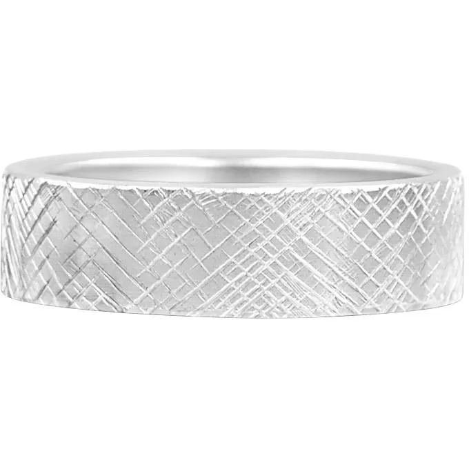 Men's White Gold Cross Hatched Wedding Band