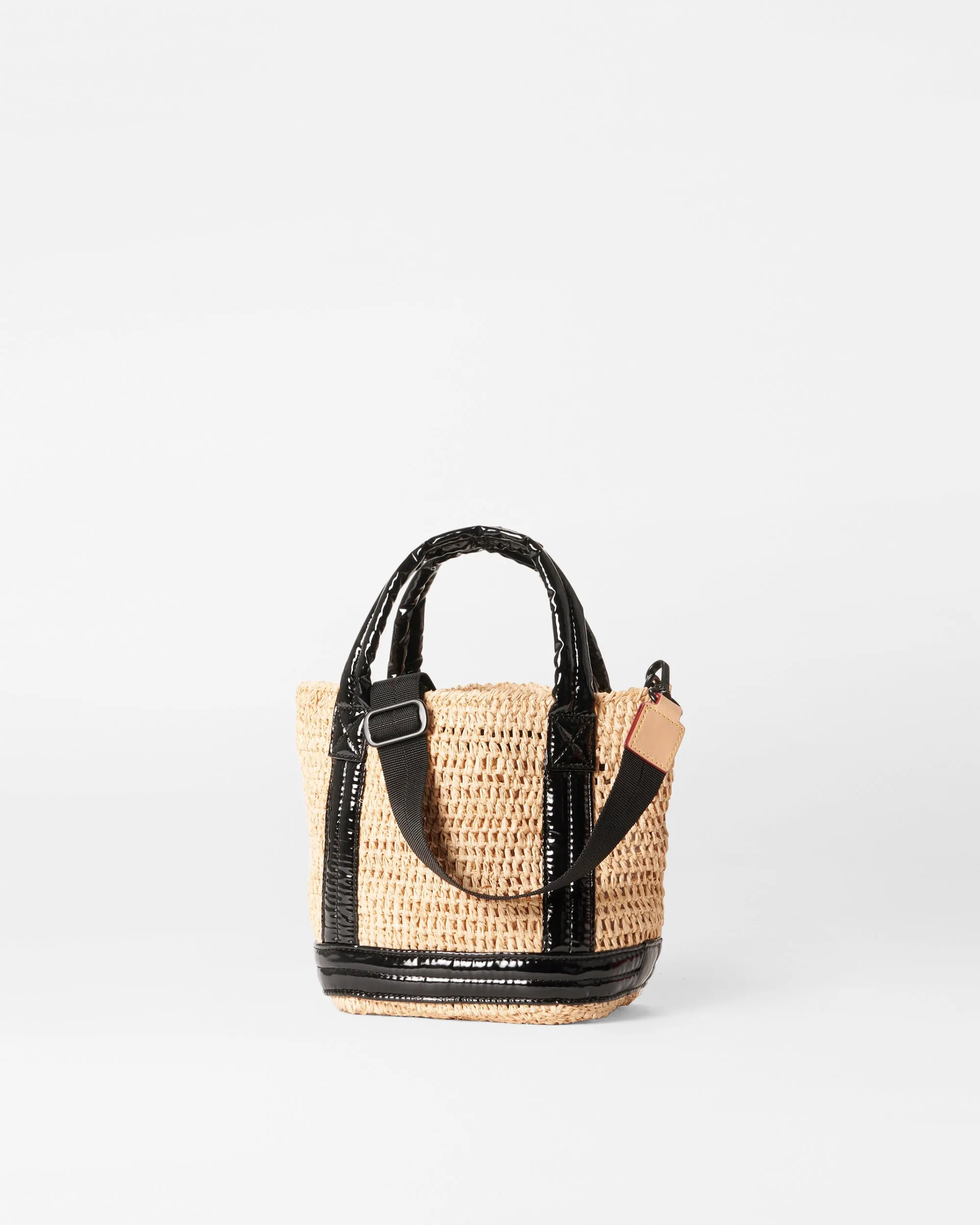 Mini Raffia Tote | Black Lacquer