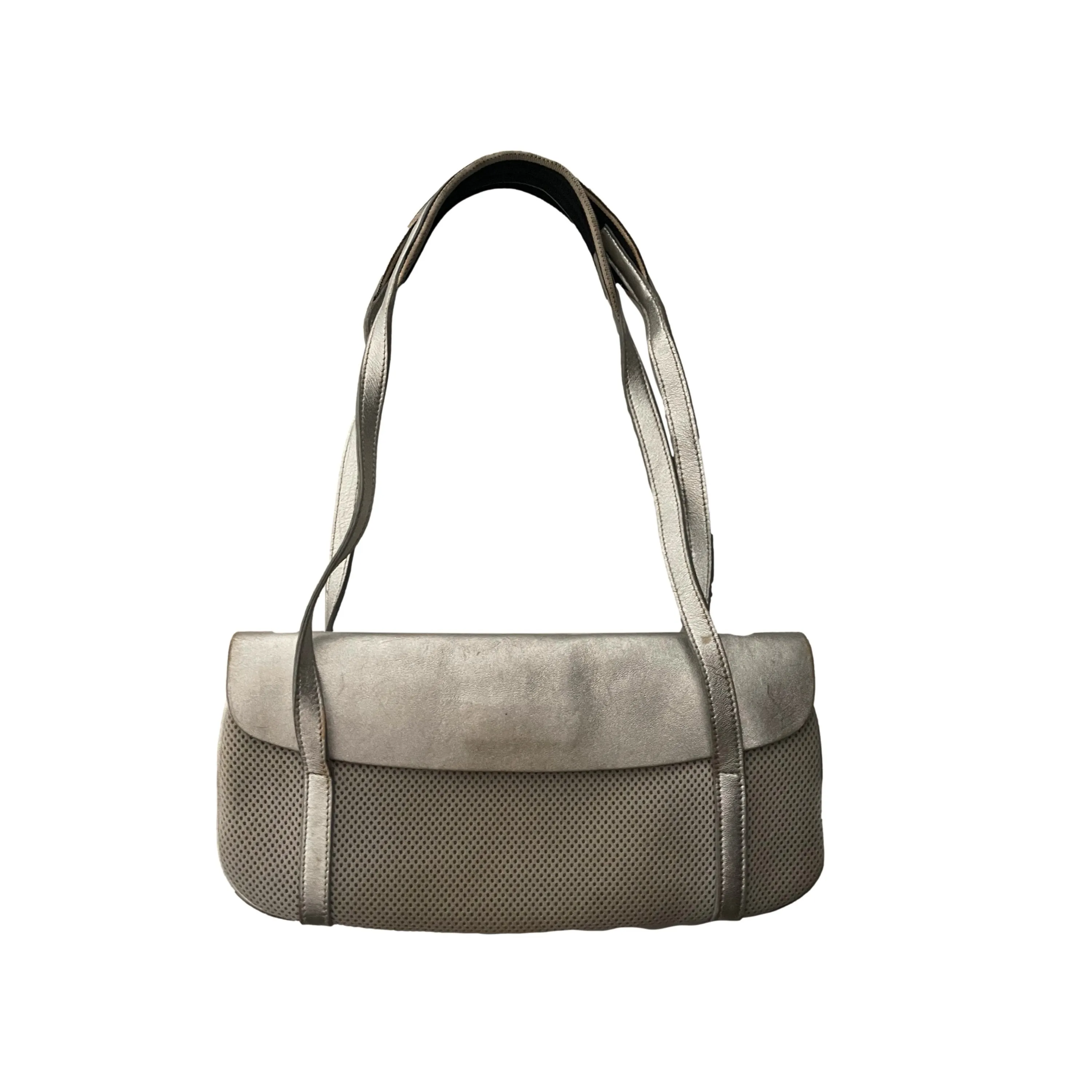Miu Miu Silver Textured Shoulder Bag