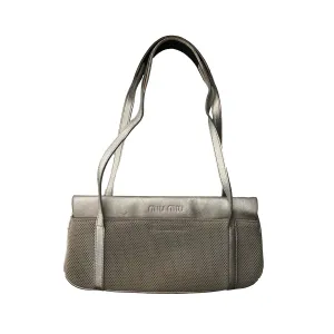 Miu Miu Silver Textured Shoulder Bag