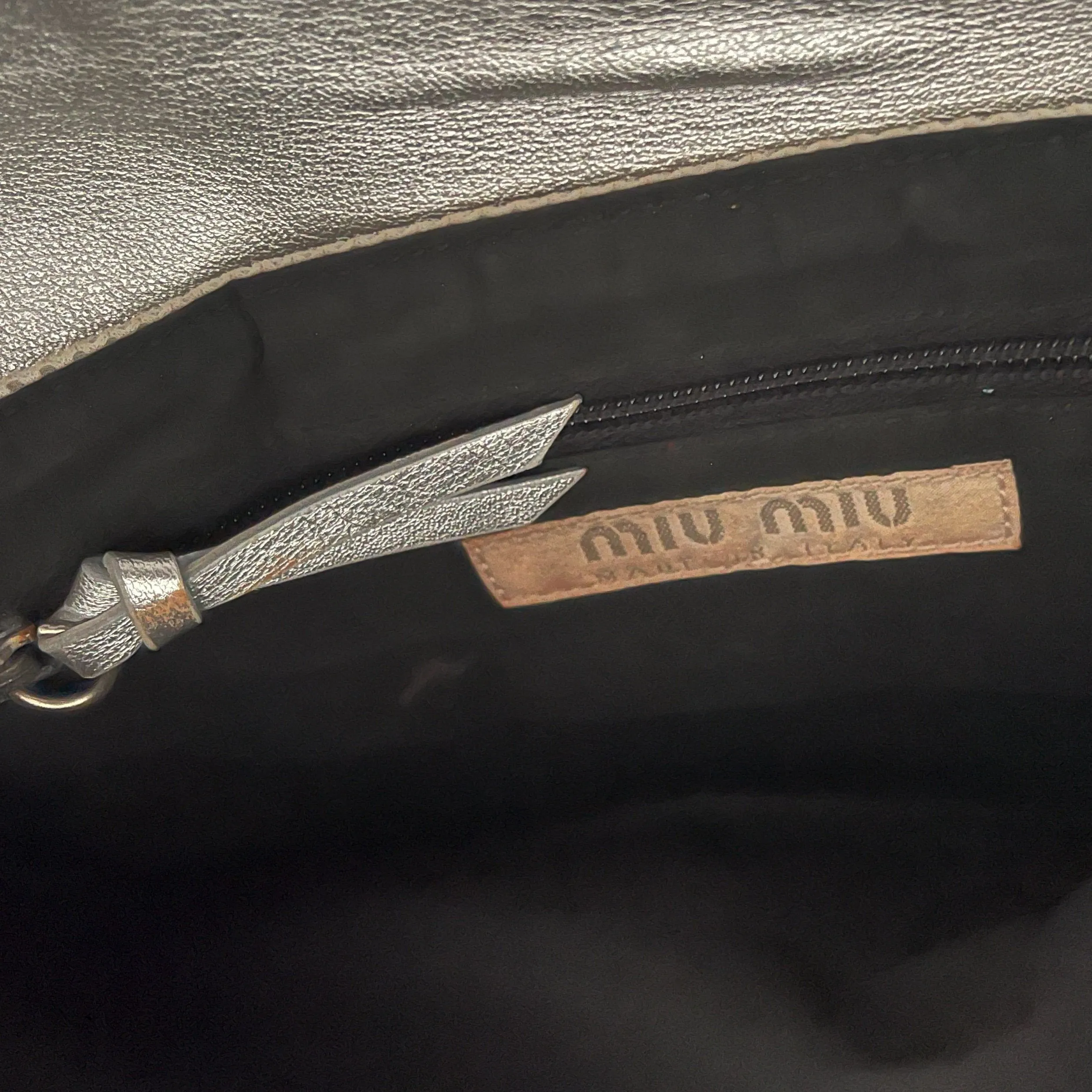 Miu Miu Silver Textured Shoulder Bag