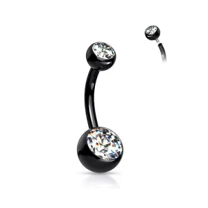 Multi Color Titanium Internally Threaded Double Jewel Belly Button Ring